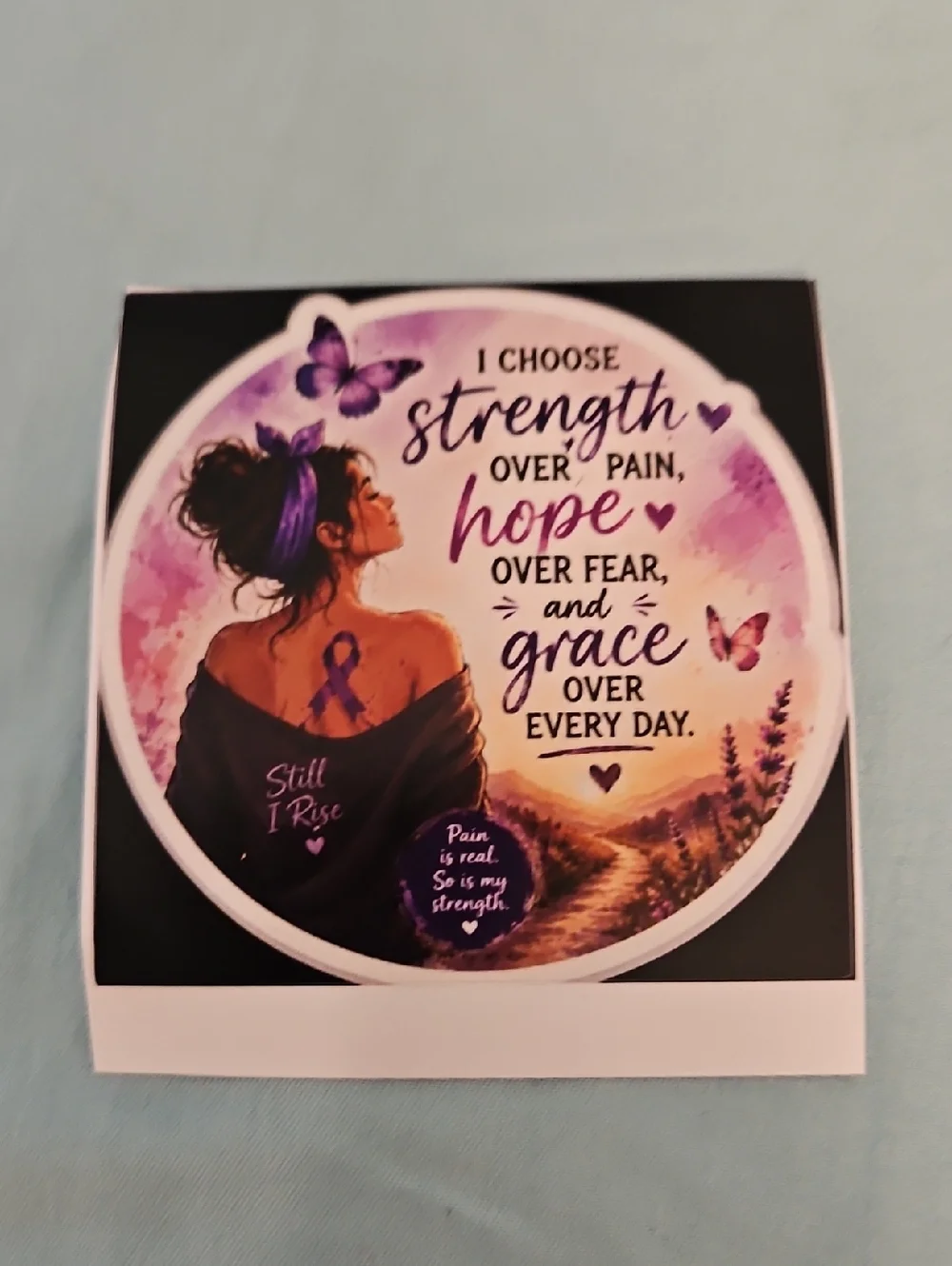 Handmade Chronic Pain Warrior Vinyl Sticker Hope Over Fear Purple Butterfly 3x3 - Picture 6 of 17
